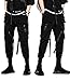 DUDHUH Cargo Pants for Men Techwear Hip Hop Harem Pants Streetwear Fashion Men’s Tactical Track Jogger Pants Black