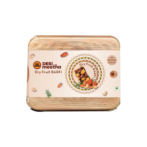 Image of GO DESi Dry Fruits Barfi | 10 Individually Wrapped Barfis | Gift for Sister and Brother | Sweets Indian Mithai