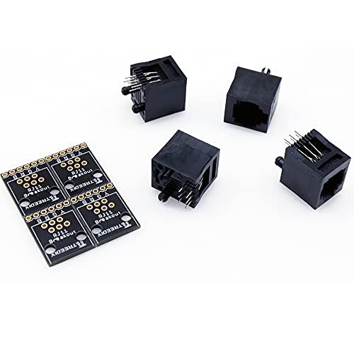 Treedix 4PCS placa breakout RJ11 6 pines negra miniatura 5