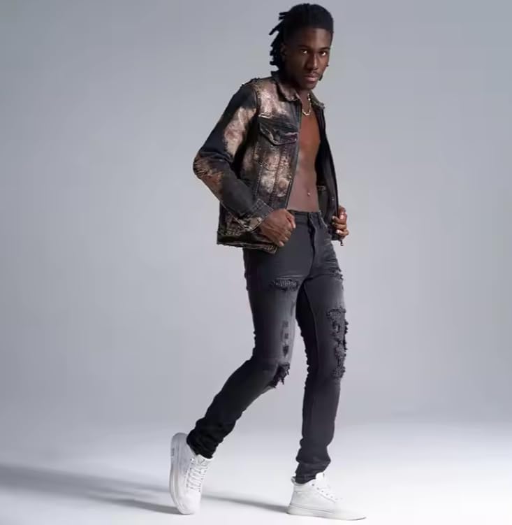 Men's Slim-fit Stretch Denim Pants with Straight Mid-Rise Design, Casual Streetwear Style Men's Jeans3