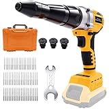 Cordless Rivet Gun Tool for Dewalt 20V Max Battery, Brushless Electric Automatic Rivet Gun with 1/8' 5/32' 3/16' Rivets & LED Light, Pop Rivet Gun Kit for Auto Repair, Construction & DIY (Tool Only)
