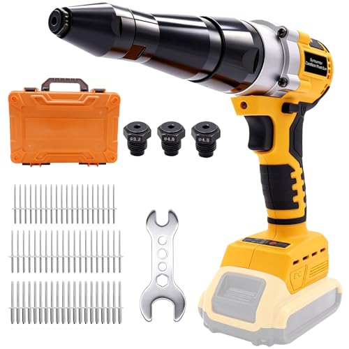 Cordless Rivet Gun Tool for Dewalt 20V Max Battery Brushless Electric Automatic Rivet Gun with 1/8 5/32 3/16 Rivets & LED Light Pop Rivet Gun Kit for Auto Repair Construction & DIY (Tool Only)