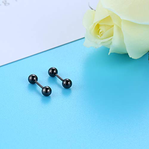 Silbertale 6Mm Barbell Earrings 925 Sterling Silver Minimalist Black Cartilage Stud Rook Daith Forward Helix Piercing Sleeper Earrings For Men Women #TOP2