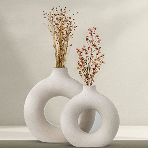 Purezento Beautiful Ceramic Decorative Vases with Unique Quality for Home Decor Center Table, Flowers Pot, Bedroom Side Corners, Living Room Decoration,and Party Centerpieces 12 * 8 - (Pack of 2)