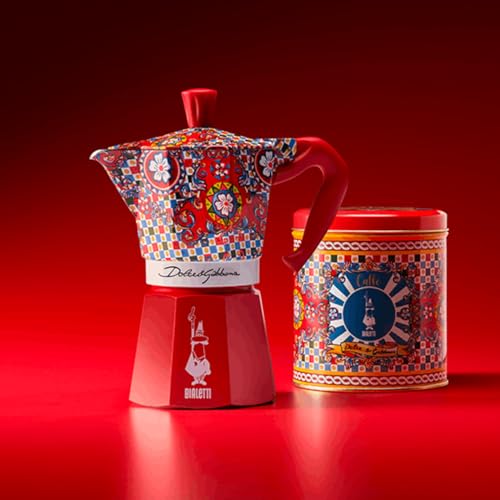 Image of Bialetti Original Dolce & Gabbana Iconic Sicilian Design Moka Pot, Italian Stovetop Espresso Maker, Premium Coffee Maker, Made in Italy for Authentic Espresso Coffee Since 1933