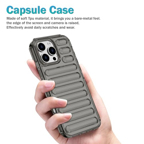 Image of Amazon Brand - Solimo High Protection Capsule Design Back Cover for Apple iPhone 16 Pro - Transparent Grey