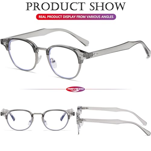 Image of AIEYEZO Retro Blue Light Glasses for Men Women 90s Classic Semi-Rimless Eyeglasses Fashion Cumputer Gaming Glasses