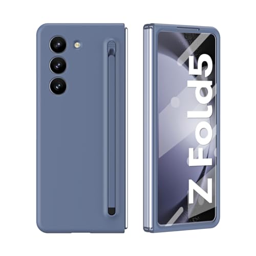Coque Samsung Galaxy Z Fold 5 bleu étui rigide S Pen fente stylo intégrée