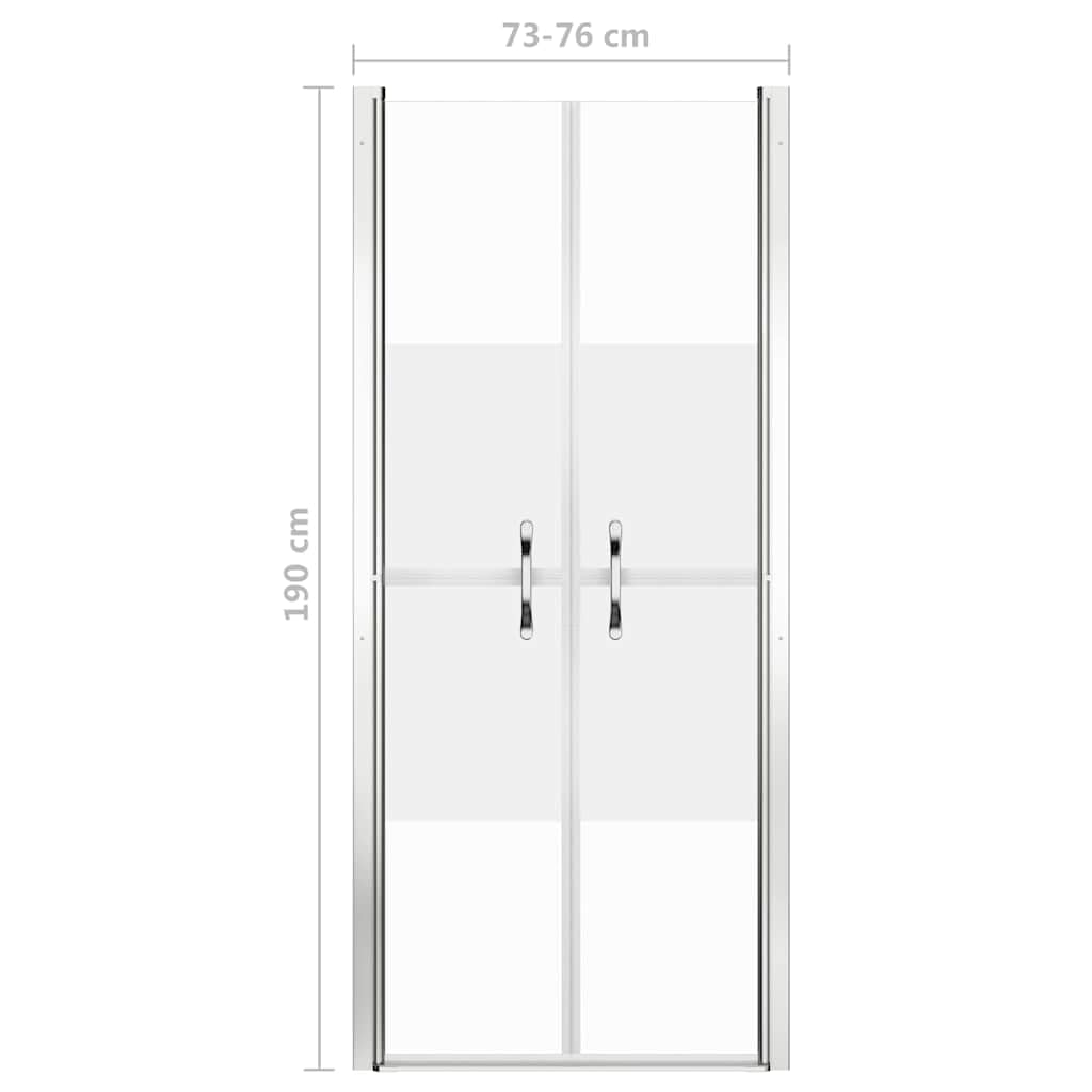Puerta de ducha semimate ESG 76 x 190 cm, marco de aluminio, ajustable 73-76 cm, cristal de seguridad de 5 mm, con accesorios de montaje, mango moderno, separación de baños, para entrada de
