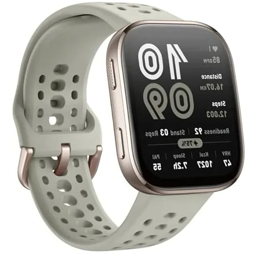Relógio Quadrado BIP 6 Dourado Smart-watch, Smart-band BIP 6 (GLOBAL) DORADO VERDE STONE, BIP 6 Gps Integrado, Relogio Inteligente Compatível com Alexa, Tela Amo-led 1,97