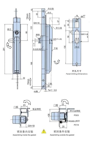 Poignée MS830 pour armoire électrique de distribution d'énergie - 4