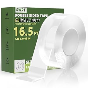 SWRT 0.08 Inch Thick Double Sided Heavy Duty Tape, 1.18 Inch x 16.5 FT Removable Strong Adhesive Nano Tape, No Residue Reusable Mounting Tape, Multipurpose for Home, Office, and DIY Projects