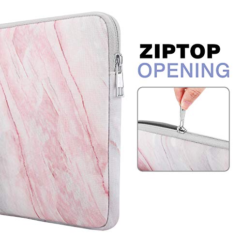 Moko Laptop Sleeve Case Fits Surface Pro X/Pro Lte 12.3 Inch, Surface Laptop Go 12.4", Google Pixel Slate 12.3", Zipper Polyester Bag With Pocket, Fit Surface Pro Type Cover And Pen - Pink Gray Marble #TOP5
