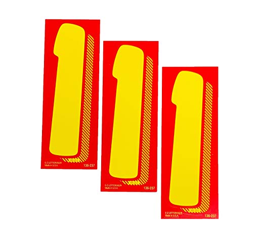 EZ Line Vinyl Decals for Cars Red and Yellow Large Number Stickers Windshield Numbers Dealer Supplies EZ136 (Number 1)