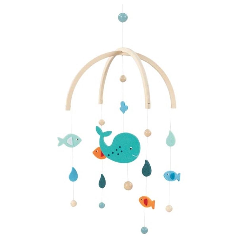 goki 52869 - Mobile Wal - niedliches Mobile aus Filz und Holz - perfekte Deko für Babyzimmer in harmonischen Farbdesign