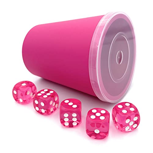 DiceCupFlex mit Cover, Flexibler Würfelbecher pink mit Deckel inkl. 5 Würfel, Knobelbecher Set - Made in Germany Cover