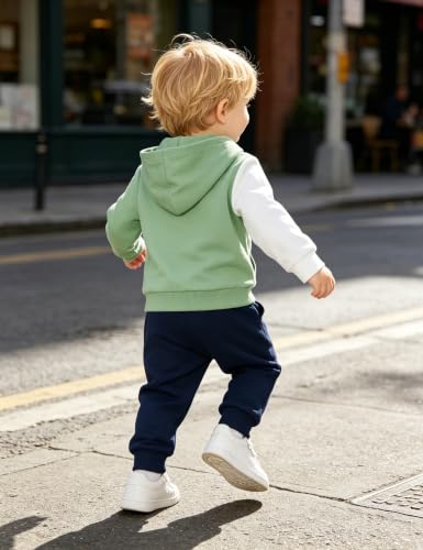 Image of Toddler Boy Clothes Long Sleeve Hoodie Sweatsuits Tops and Pants 2Pcs Boys Fall Winter Outfits Set