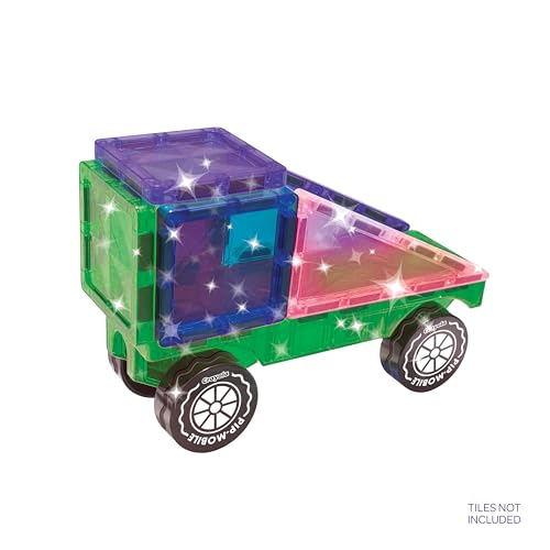 Image of Crayola PIP-Mobiles Rolling Chassis Accessory for Magnetic Building Tiles - Add Wheels to Crayola PIP-Tile Sets - STEM Learning Toy for Kids Ages 3+ - Creative, Educational Toy - 2-Pack (Glitter)