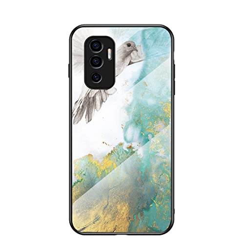 Jiajihua Cover Compatible with Vivo V23e / S10E 【PC Panel+Tempering Glass+TPU Silicone】 3 in 1 Shockproof Phone Case Blue