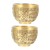 HOMOCONO 2 Piezas Adornos De Latón Cuenco De Latón De La Fortuna Cuenca Del Chino Tazón De La Riqueza Del Decoración De Oficina Cuenca De La Fortuna China Cuenco De Riqueza