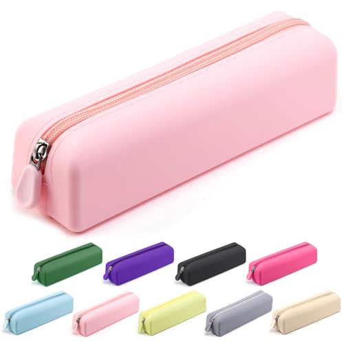 Image of Silicone Pencil Case, Silicone Pencil Pouch, Pencil Case Aesthetic, Pencil Bag, Pencil Pouch for Women, Makeup Pouch Pink