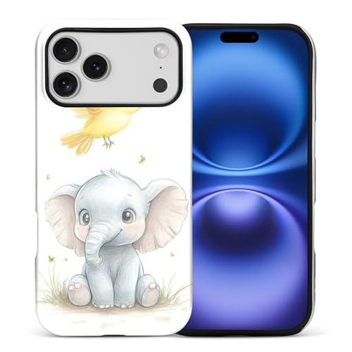 Coque iPhone 17 Pro Max robuste anti-rayure motif oiseau jaune mignon