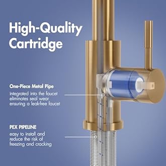 GIMILI Kitchen Faucet with Pull Down Sprayer Single Hole Stainless Steel Sink Faucet, Suitable for Farmhouses, RV, Laundry Room, Outdoor, and Campers. Llave para fregadero de cocina Brushed Gold