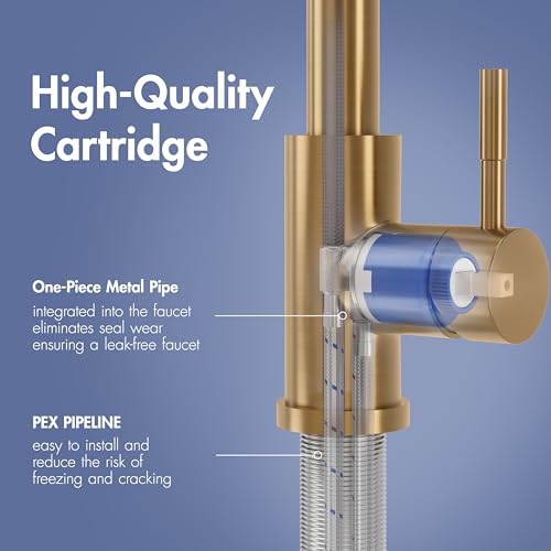 GIMILI Gold Kitchen Faucet with Sprayer,Modern Single Handle High-Arc Pull Out Kitchen Sink Faucet with Pull Down Sprayer