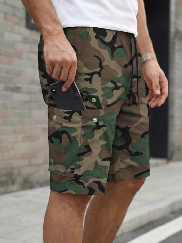 Image of JMIERR Mens Casual Cotton Twill Cargo Shorts Drawstring Classic Chino Stretch Short with 6 Pockets