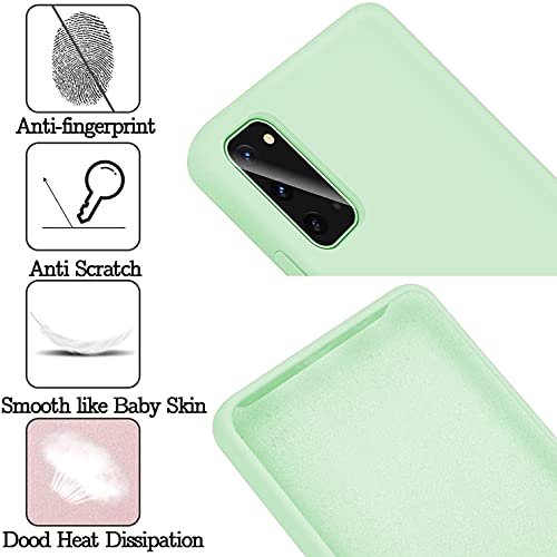 Image of DIZORO Liquid Silicone Case with Microfiber Coushioning Compatible for Samsung Galaxy S20 Shockproof Slim Back Cover, Gel Rubber Full Body Protection - Mint Green