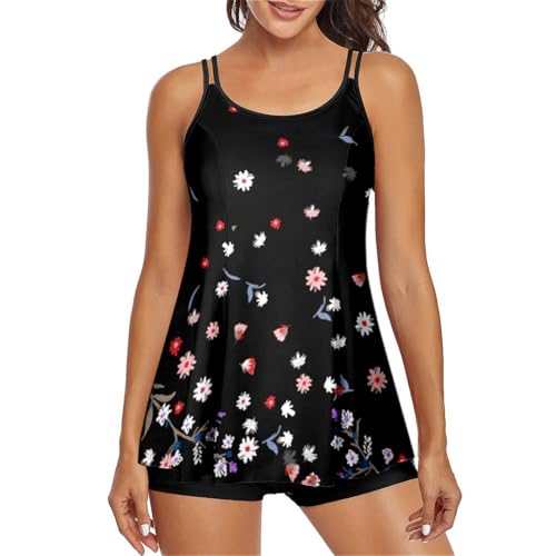 Maillot de bain tankini femme double bretelles imprimé plage été