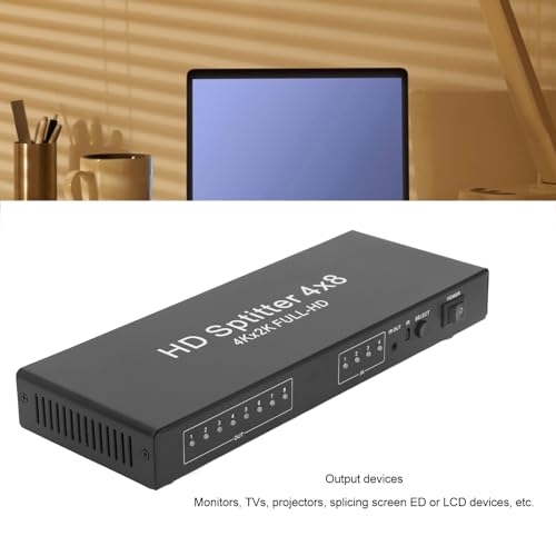 HDMI 4 in 8 Out, Multi-Port-4K-HDMI-Splitter-Umschalter mit Fernbedienung, Automatische HDMI-Umschalter-Auswahlbox für Monitore, Fernseher, Projektoren, Desktops, Laptops, – Bild 6