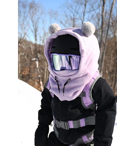 Image of MDXONE Kids Ski Balaclava Pompoms | Soft Fluffy 2 inch Attachments Winter Balaclavas Cute Snowboard Accessories