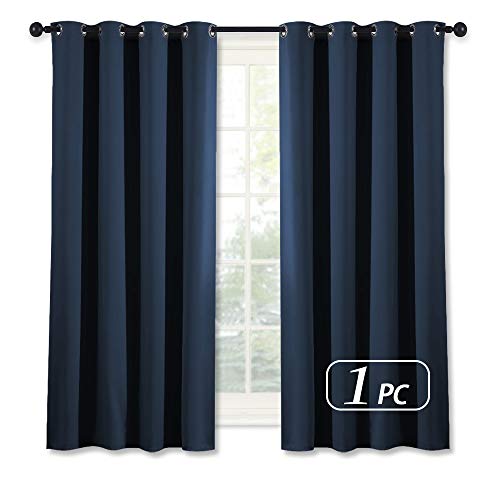 NICETOWN Blackout Curtain and Drape for Kitchen - Thermal Insulated Solid Grommet Top Blackout Panel/Drapery for Kid's Room (Navy, 1 Panel, 52 x 54 inches)