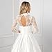 ZHEXUDAI Elegant Long Lace Sleeve High Neck Wedding Dresses – Embroidered A-Line Bridal Gown with Chiffon & Satin Skirt (White) L