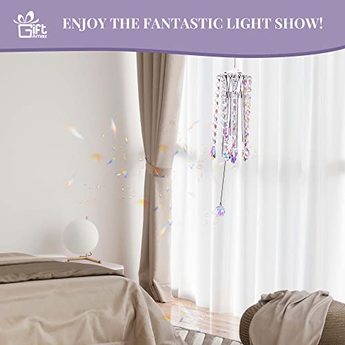 Giftamaz C-001U Crystal Suncatcher Wind Chimes With 4 Tuned Tubes, Hanging Prism Rainbow Maker Chandelier Crystal Pendant Wind Chime Window Hanging Ornament Gift thumb #4