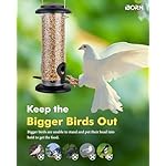 iBorn Metall-Vogelfutterhaus zum Aufhängen für Wildvogelfutter, Vogelfutterspender，geeignet für Mischfutter, Niger-Saat,Sonnenblumenkerne, robuste Ganzmetall-Ausführung,20cm(8 Zoll),Schwarz – Bild 4
