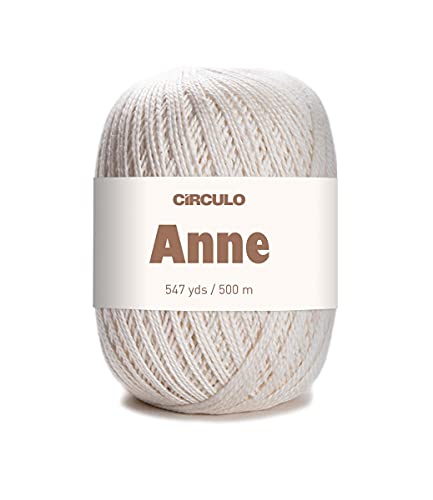 Image of CiRCULO Anne Yarn for Crocheting & Knitting, 100% Mercerized Brazilian Virgin Cotton, Soft Fingering Weight, 547 Yds, 5.19 Oz - Color 8176 Off-White