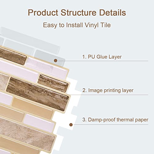 Peel And Stick Backsplash 4 Sheets Marble Backsplash Tile For Kitchen Peel And Stick 10"X 10" Self Adhesive Removable Tile Back Splashes Stick On Backsplash For Kitchen, Bathroom - Yellow #TOP2