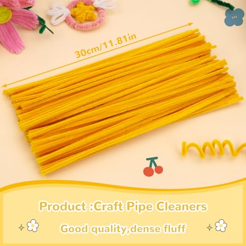 Image of Hssugi 100PCS Pipe Cleaners, Light Golden Chenille Stems Craft Supplies | Pipe Cleaners Craft Supplies, Pipe Cleaners Bulk Fuzzy Sticks for DIY Art and Craft Projects Home Decoration