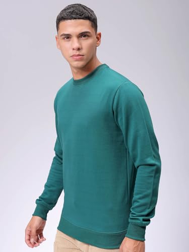 Image of The Indian Garage Co Men Regular Fit Solid Crew Neck Overhead Sweatshirt