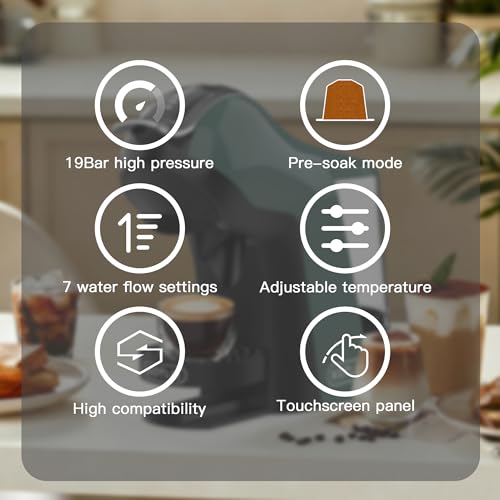 Image of 5 in 1 Coffee Maker, Single Serve Coffee Machine Compatible with K Cup, Nespresso Original, Dolce Gusto, ESE 44mm Pods and Ground Coffee, Touchscreen 7 Cup Sizes, Arc Pro