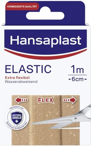 Hansaplast Elastic Pflaster (1 m x 6 cm), zuschneidbare Wundpflaster für Gelenke und viel bewegte Körperstellen, flexibles Verbandsmaterial mit extra starker Klebkraft