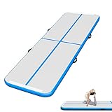 【Seguro y duradero】La colchoneta inflable de gimnasia está hecha de filamento 500D y tela impermeable de PVC de alta calidad. Todas las costuras están reforzadas e impermeables, por lo que la alfombra de gimnasio tiene muy buen sellado y durabilidad; y el material es seguro, suave, inofensivo para las personas, fuerte y duradero.