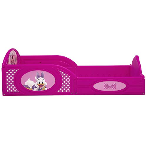 Image of Delta Children Minnie Mouse Toddler Bed Plastic Frame Built-in Guardrails