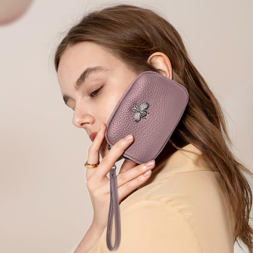 imeetu Women Leather Coin Purse, Small 2 Zippered Change Pouch Wallet