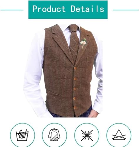 Men's Vest Soft Jacket Herringbone plaid Business Waistcoat for Gentleman Best Man Wedding Vest3