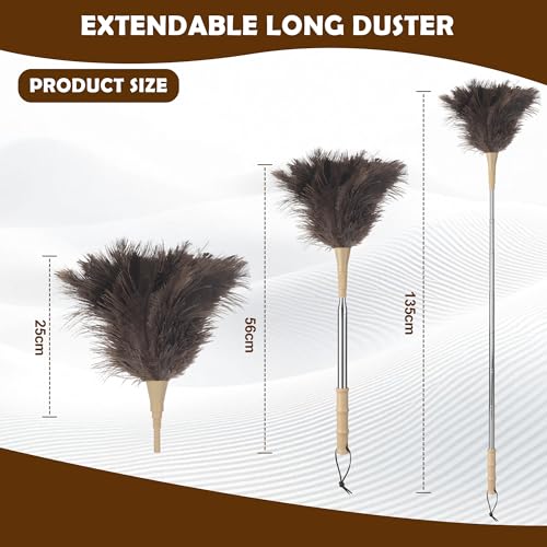 Miniatura 2 de Plumero De Plumas De Avestruz, Plumero Telescopico Extensible Hasta 186 Cm,Lavable, Antiestático, No Raya, Con Mango De, Para Techos, Ventiladores De Techo, Muebles, Coches Y Superficies