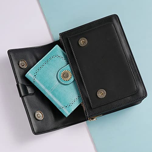 Image of SENDEFN Small Womens Wallet Leather Bifold Card Holder RFID Blocking with Zipper Coin Pocket