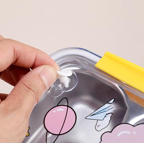 Image of House of Quirk 304 Stainless Steel Kids Lunch Box | Cartoon Design, Leakproof & Odor-Resistant | Portable Bento Box with Compartments for School (Dinosaur Green)